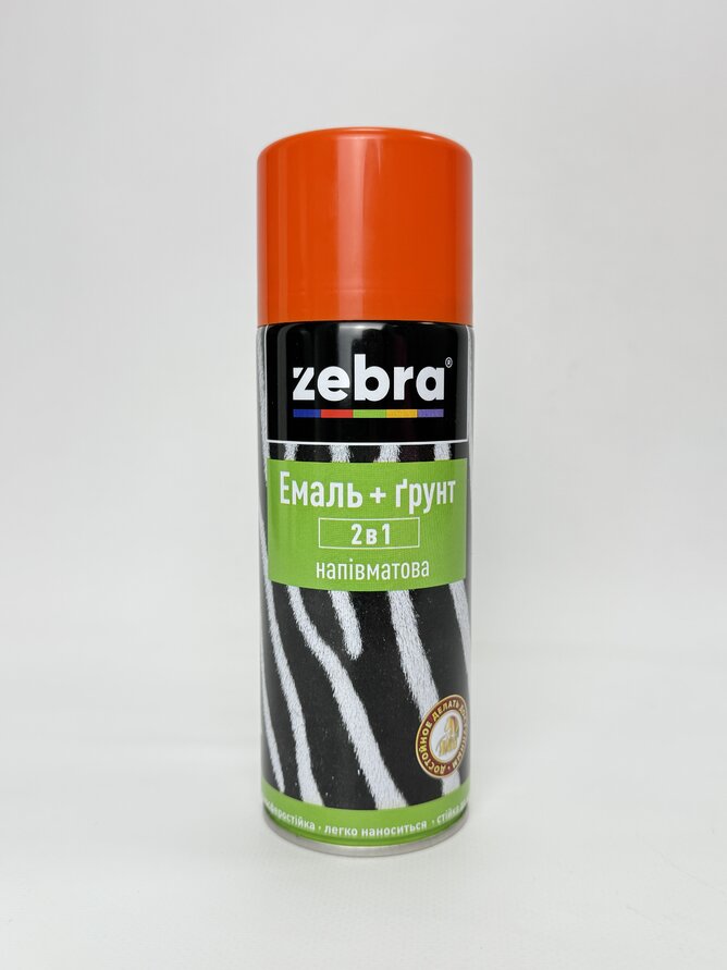 Балон фарба 2в1 №60 напівмат. помаранчевий 400 мл ZEBRA