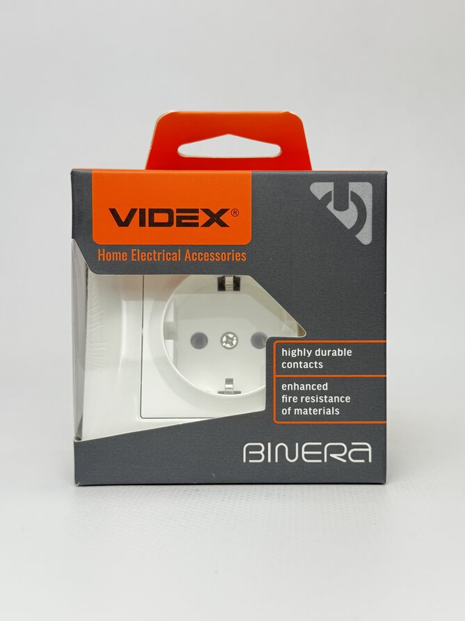 Розетка BINERA біла 1А із заземл. VF-BNSK1G-W VIDEX