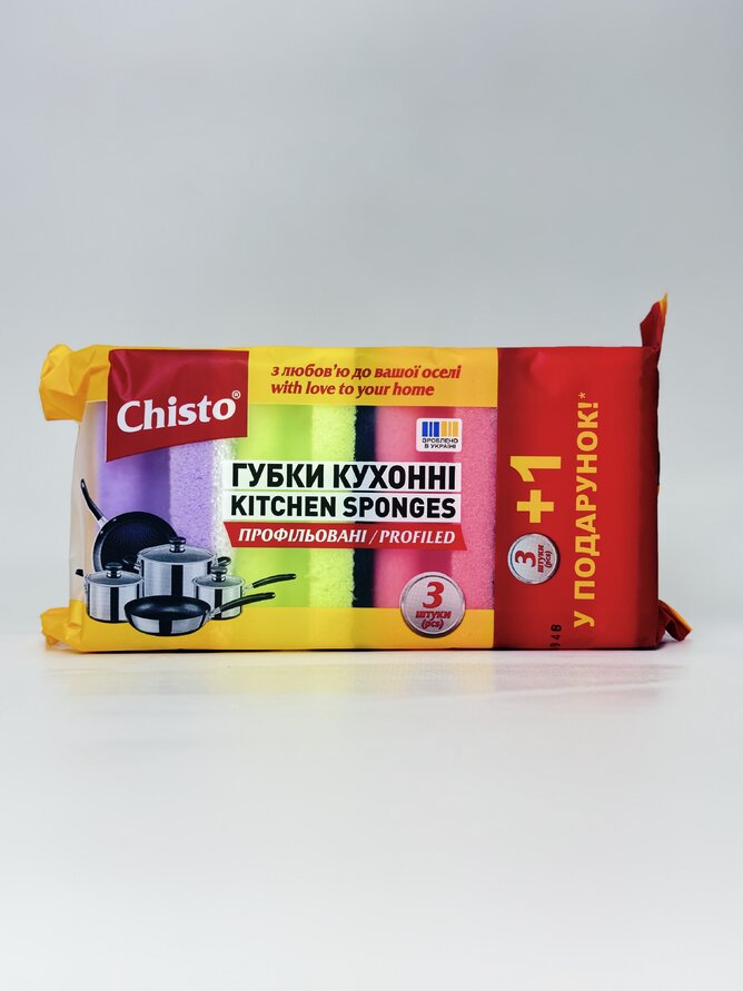 Chisto Губка кухонна ПРОФІЛЬОВАНА 3+1шт