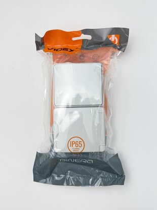 Розетка BINERA зовн. IP65 1AЯ з/з і вимикач 1кл сірий VF-BNW3-G VIDEX