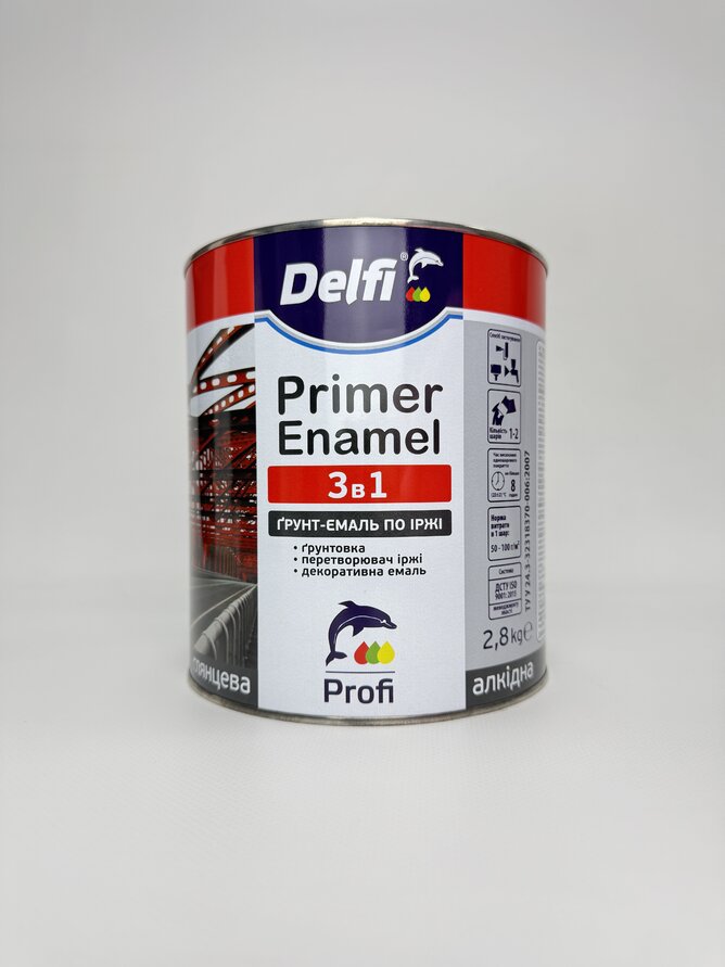 Грунт-емаль по іржі 3в1 чорна ТМ "DELFI" 2.8 кг