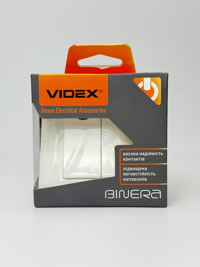 Вимикач двоклавішний з підсвіткою білий VIDEX BINERA VF-BNSW2L-W