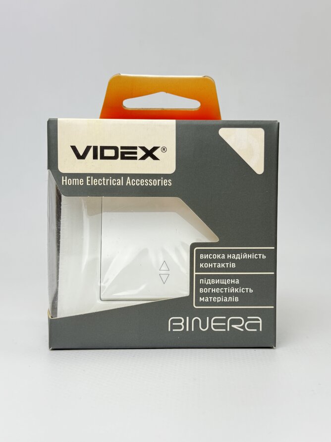 Вимикач білий одноклавішний прохідний VIDEX BINERA VF-BNSW1P-W