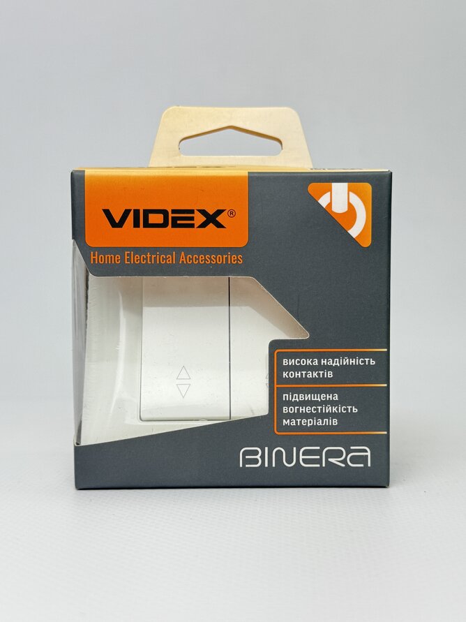 Вимикач двоклавішний прохідний білий VIDEX BINERA VF-BNSW2P-W