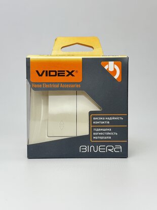 Вимикач двоклавішний прохідний кремовий BINERA VF-BNSW2P-CR VIDEX