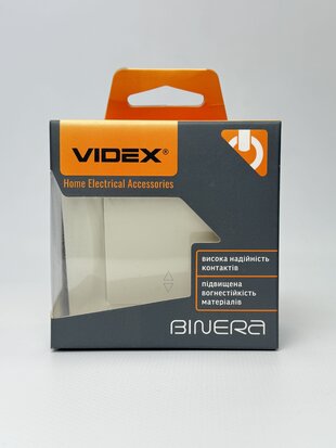 Вимикач одноклавішний прохідний кремовий BINERA VF-BNSW1P-CR VIDEX