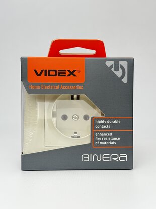 Розетка одинарна із заземленням кремова BINERA VF-BNSK1G-CR VIDEX