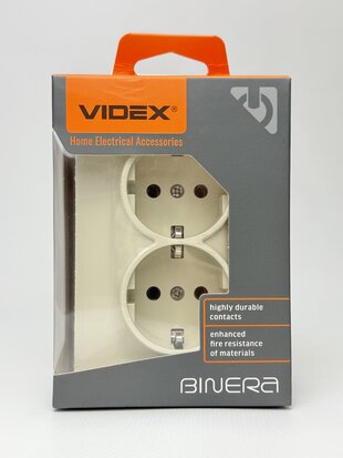 Розетка подвійна із заземленням кремова BINERA VF-BNSK2G-CR VIDEX