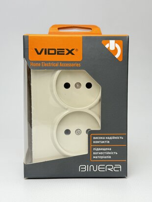 Розетка подвійна кремова BINERA VF-BNSK2-CR VIDEX