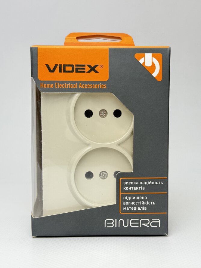 Розетка подвійна кремова BINERA VF-BNSK2-CR VIDEX