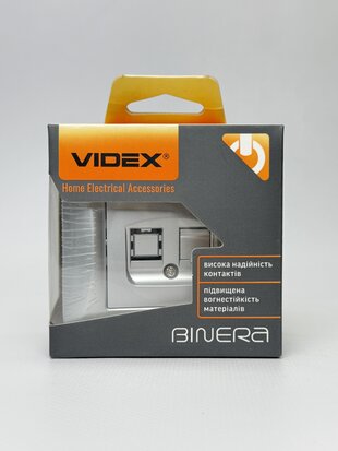Розетка CAT6 одинарна комп'ютерна срібний шовк BINERA VF-BNSK1PC6-SS VIDEX