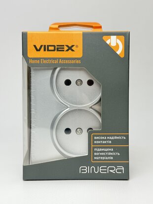 Розетка подвійна срібний шовк BINERA VF-BNSK2-SS VIDEX
