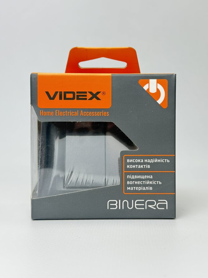 Вимикач двоклавішний з підсвіткою чорний графіт VIDEX BINERA VF-BNSW2L-BG VIDEX
