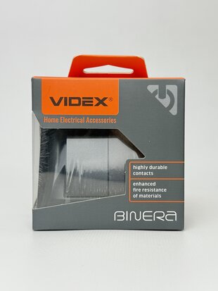 Вимикач двоклавішний прохідний чорний графіт VIDEX BINERA VF-BNSW2P-BG VIDEX