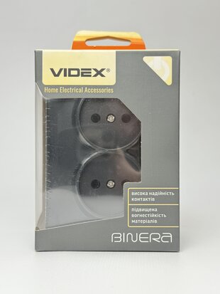 Розетка подвійна чорний графіт BINERA VF-BNSK2-BG VIDEX