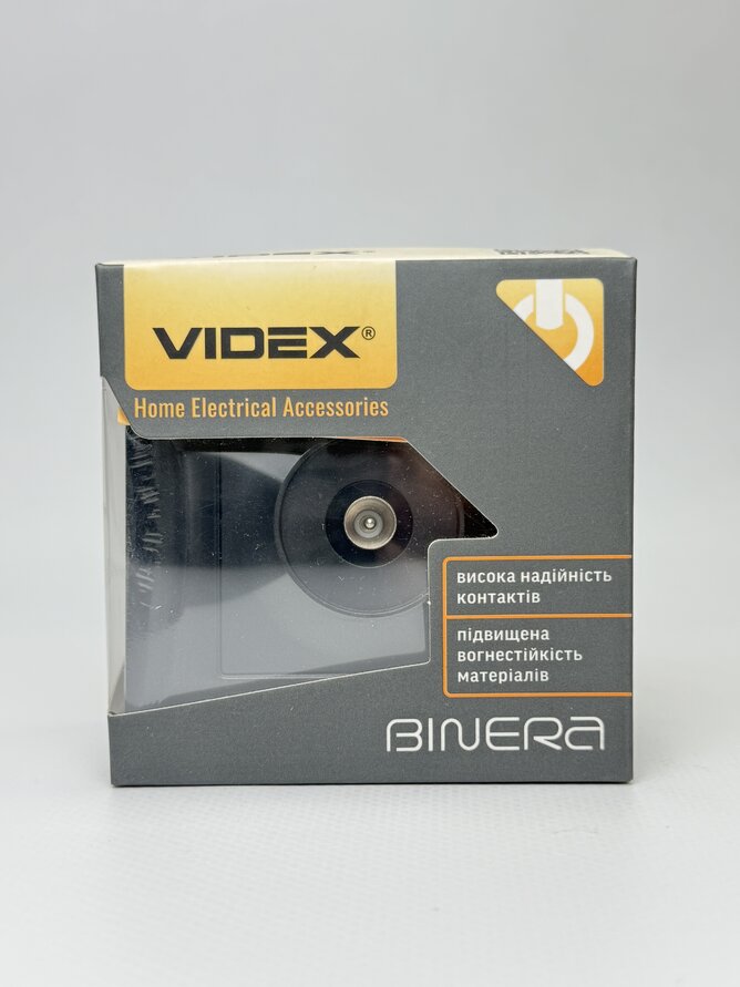 Розетка TV одинарна телевізійна чорний графіт BINERA VF-BNSK1TVME-BG VIDEX
