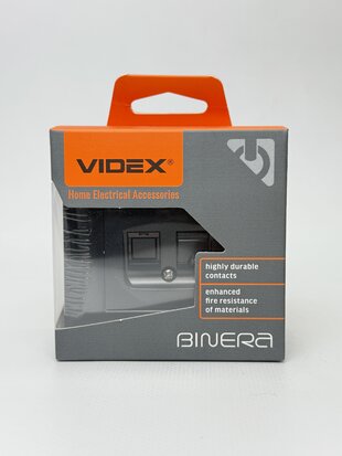 Розетка CAT6 одинарна комп'ютерна чорний графіт BINERA VF-BNSK1PC6-BG VIDEX