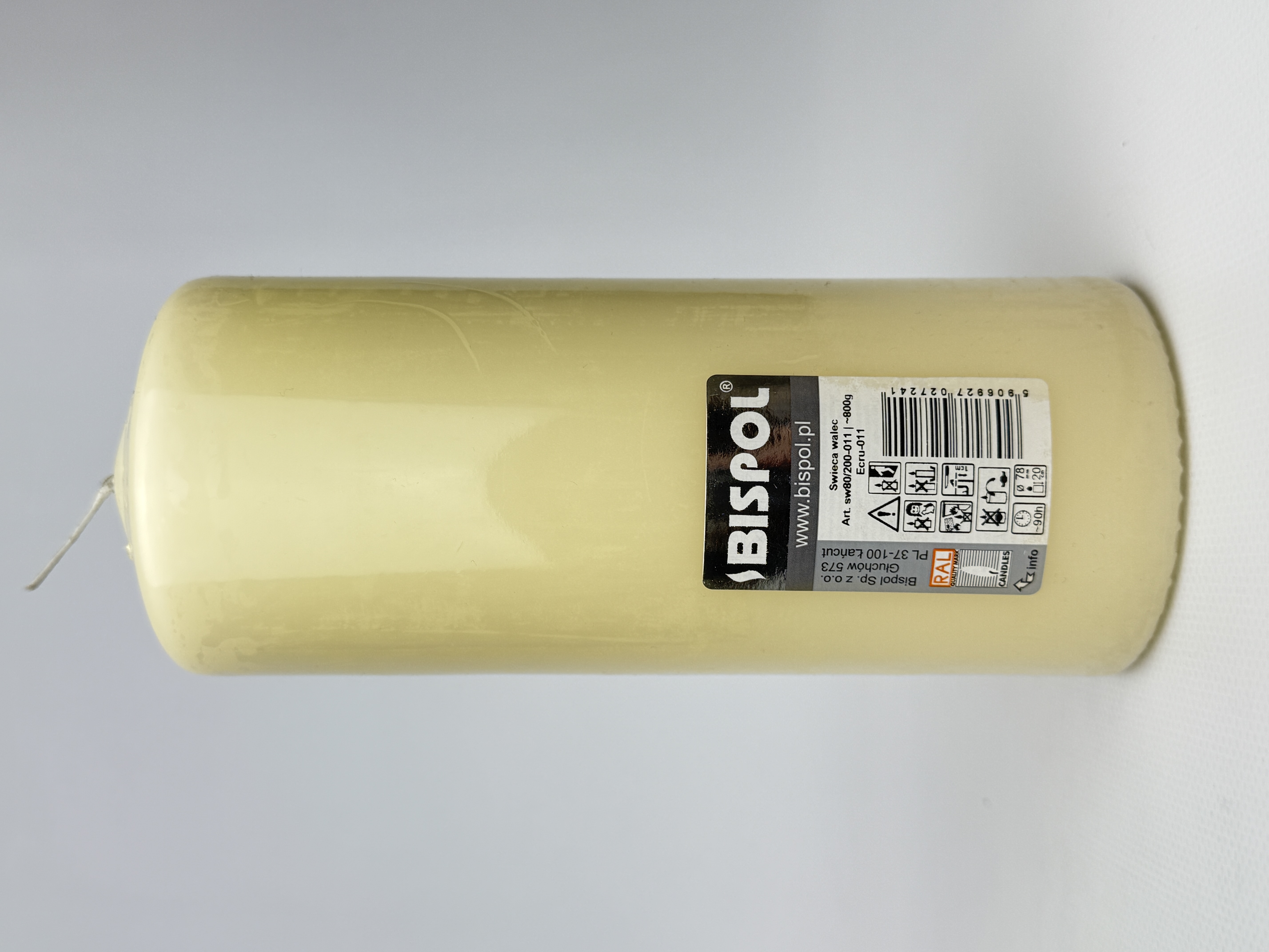 Свічка Bispol SW80 Ecru 800г