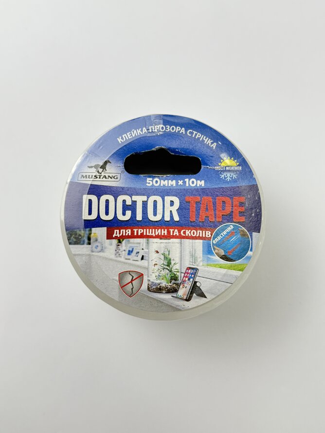 Стрічка клейка ремонтна DOCTOR TAPE MUSTANG прозора 50мм*10м