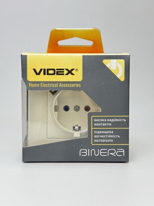 Розетка 2USB одинарна із з/з кремова BINERA VF-BNSK1GU2-CR VIDEX