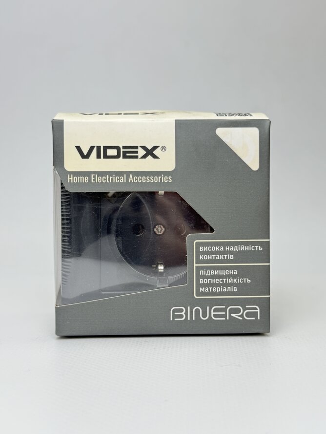 Розетка 2USB одинарна із з/з чорний графіт BINERA VF-BNSK1GU2-BG VIDEX