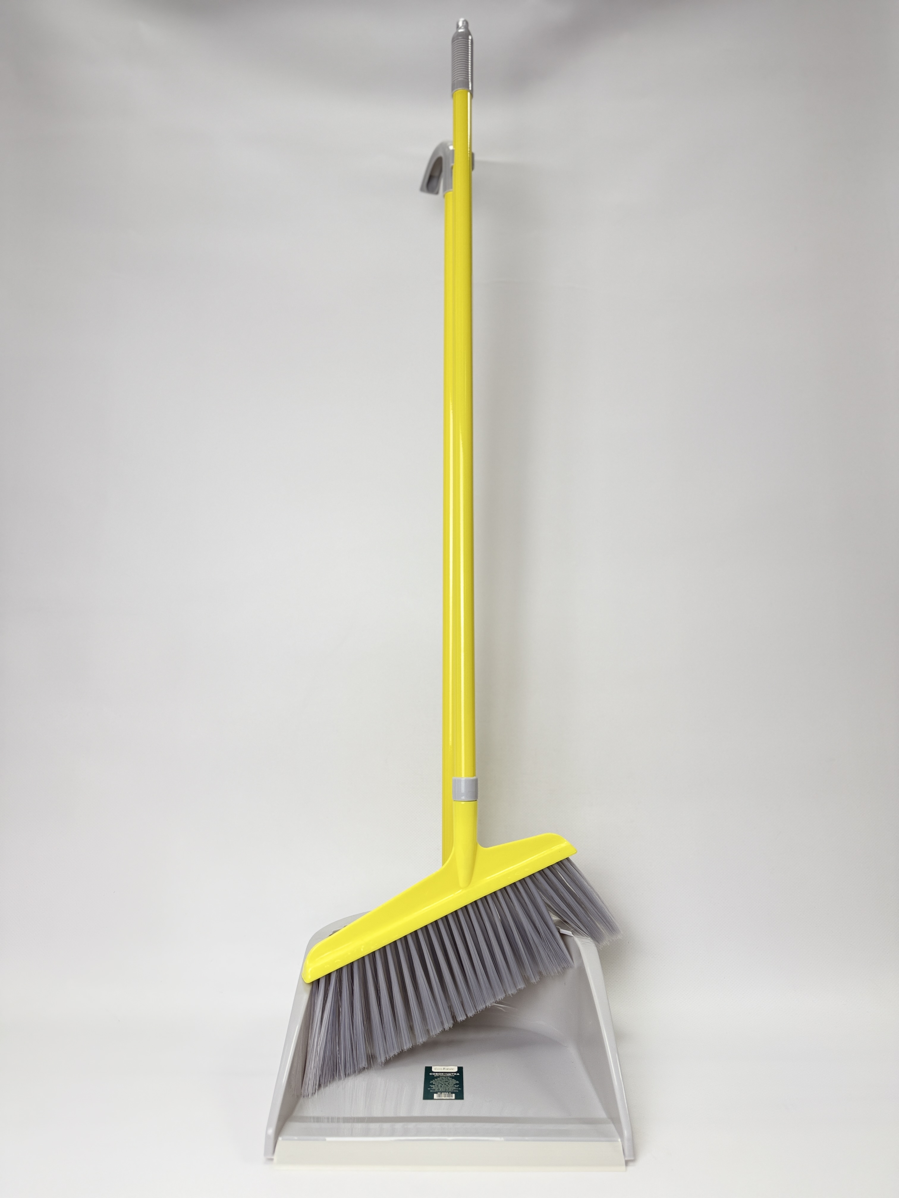 Набір совок + щітка з довг. ручкою жовто-сірий