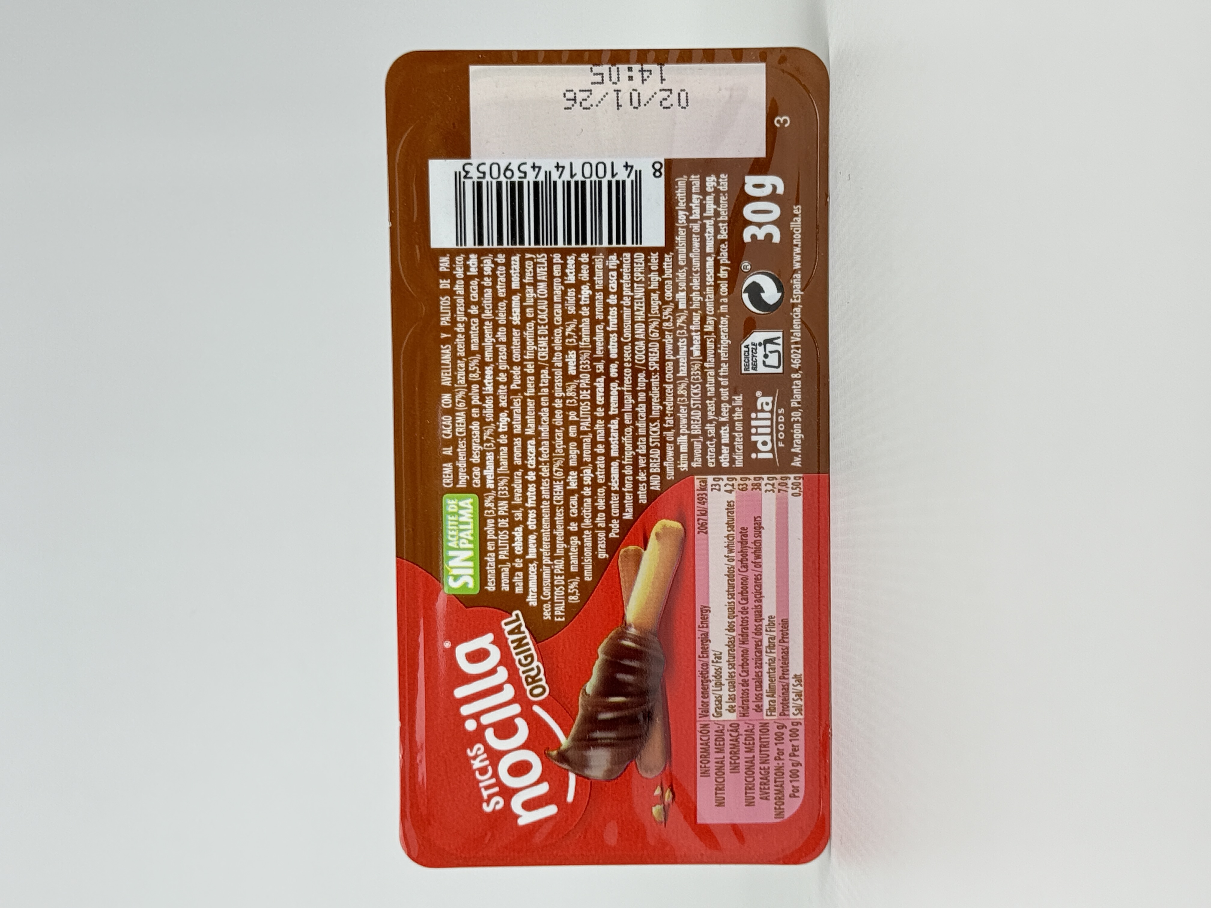 Шок. паста Nocilla з паличками (оригінал.). 30 г