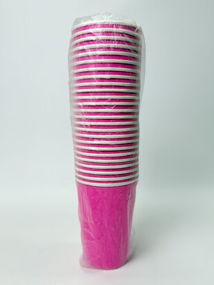 Стакан пап. 340 мл рожева гофра 25шт.