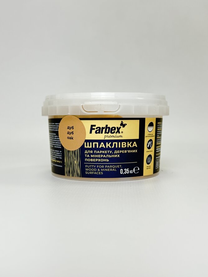 Шпаклівка для паркету. дер. та мінер. поверхням. дуб ТМ "Farbex" - 0.35 кг