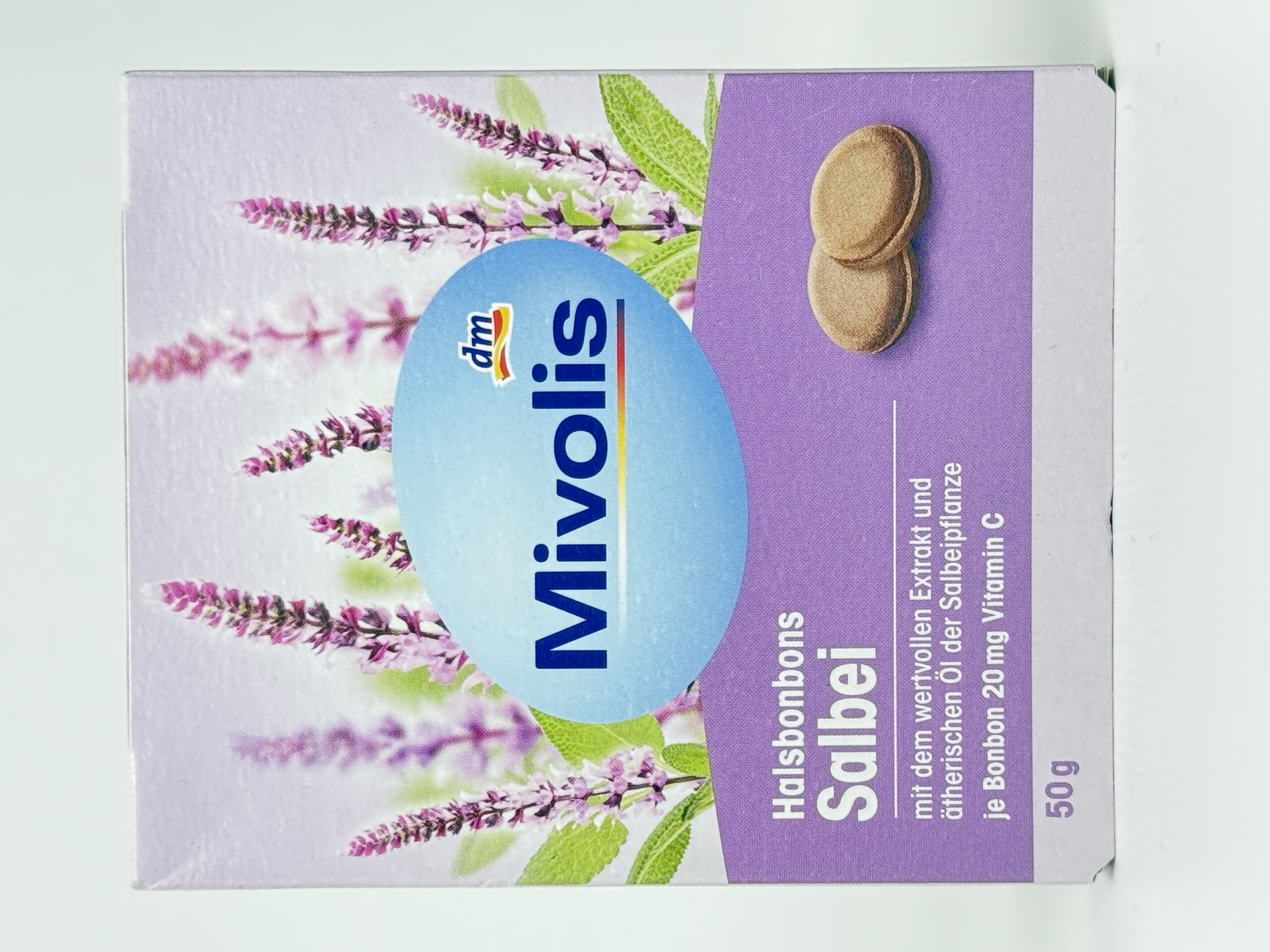 Mivolis - Льодяники для горла з Шавлією Halsbonbons Saibei 50g /16