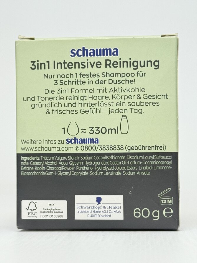 Schauma - Твердий шампунь душу 3in1 Intensive reinigung 60g