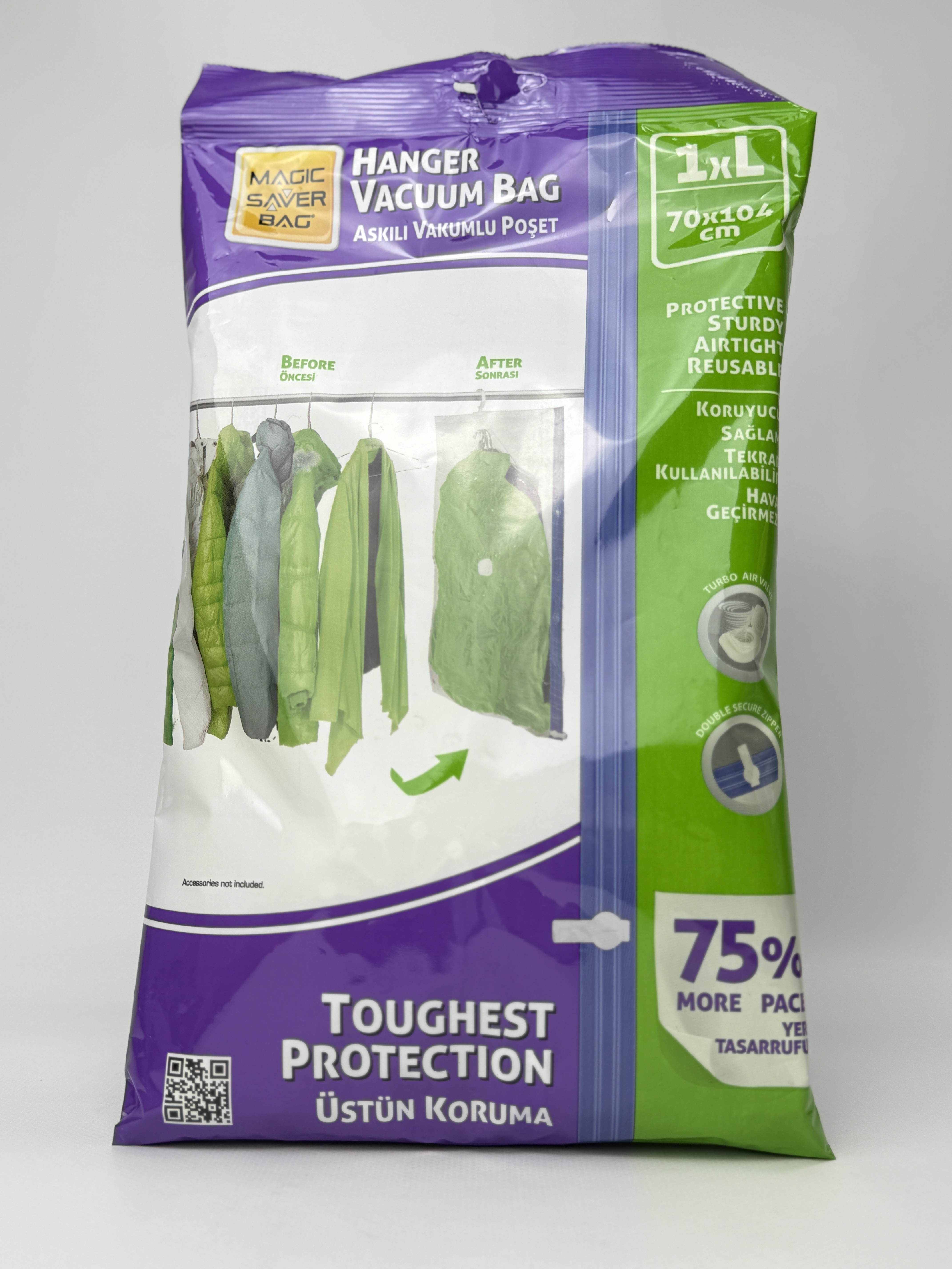 Вакуумний пакет для одягу з вішалкою L (70x104 cм)