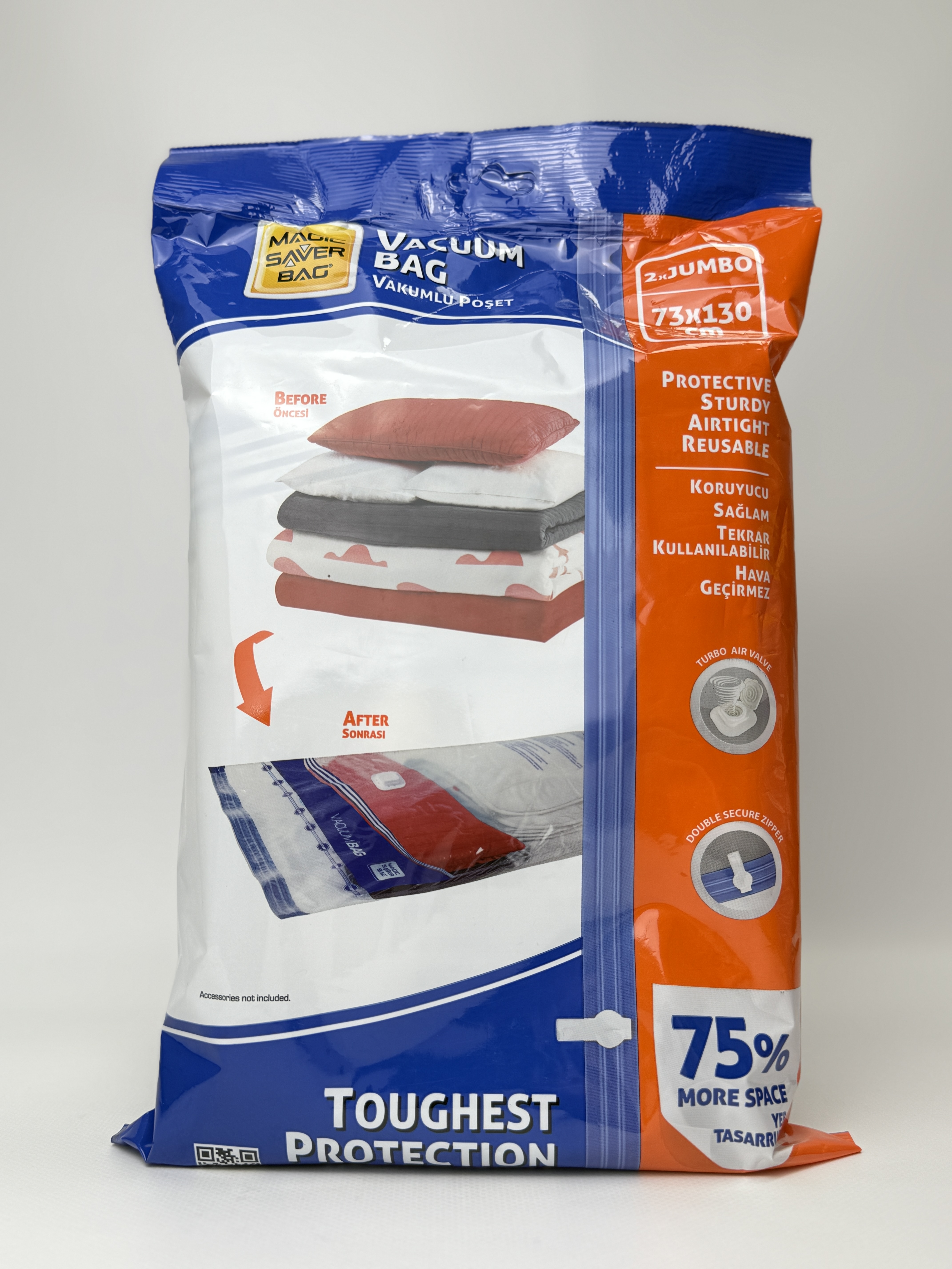 Вакуумний пакет для одягу. набір 2 шт.. Jumbo (73х130 см)