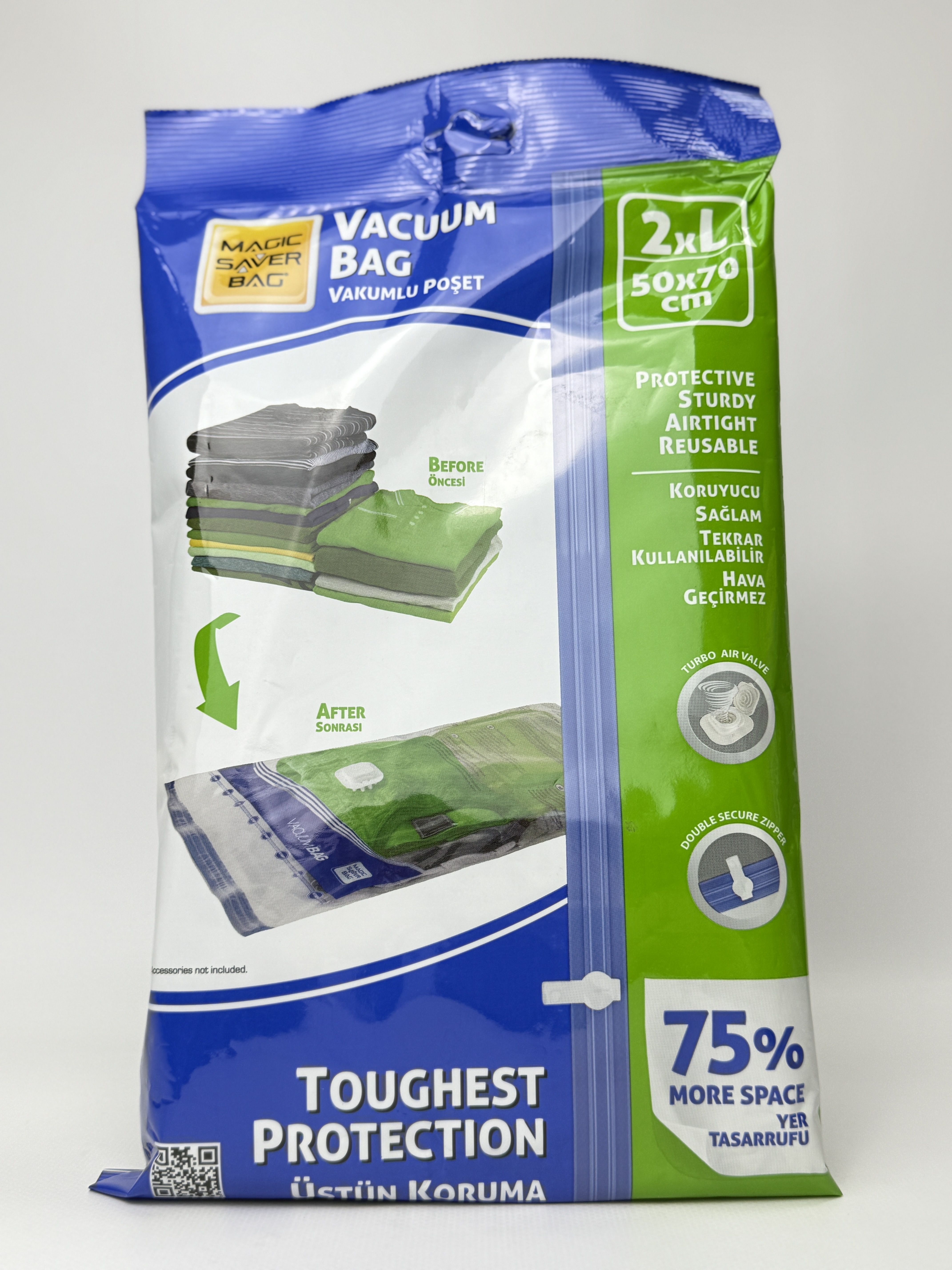 Вакуумний пакет для одягу. набір 2 шт.. L (50х70 см)