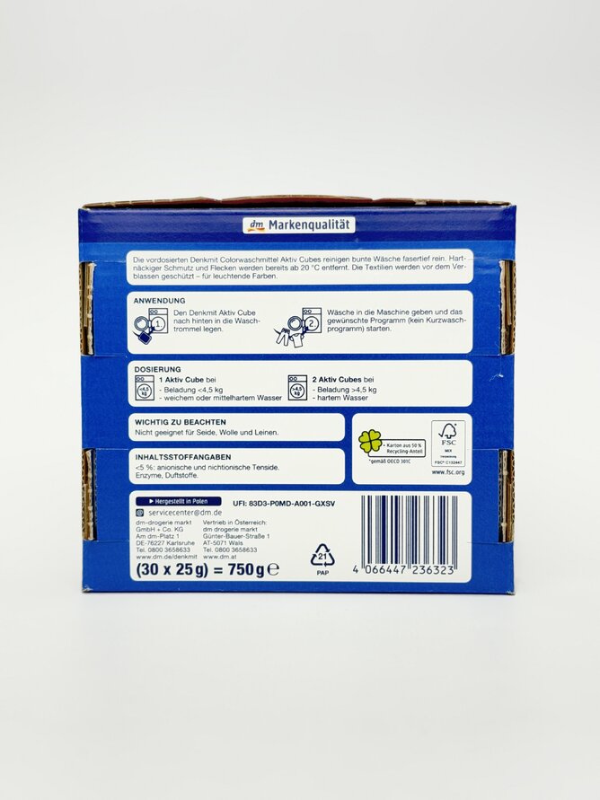 Denk Mit Таблетки для прання кольорових речей Aktiv Cubes Color-/Waschmittel 30шт 750г