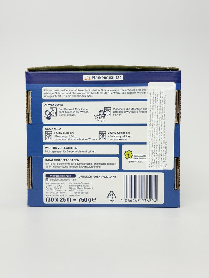 Denk Mit Таблетки для прання білих/світлих речей Aktiv Cubes 30шт 750г