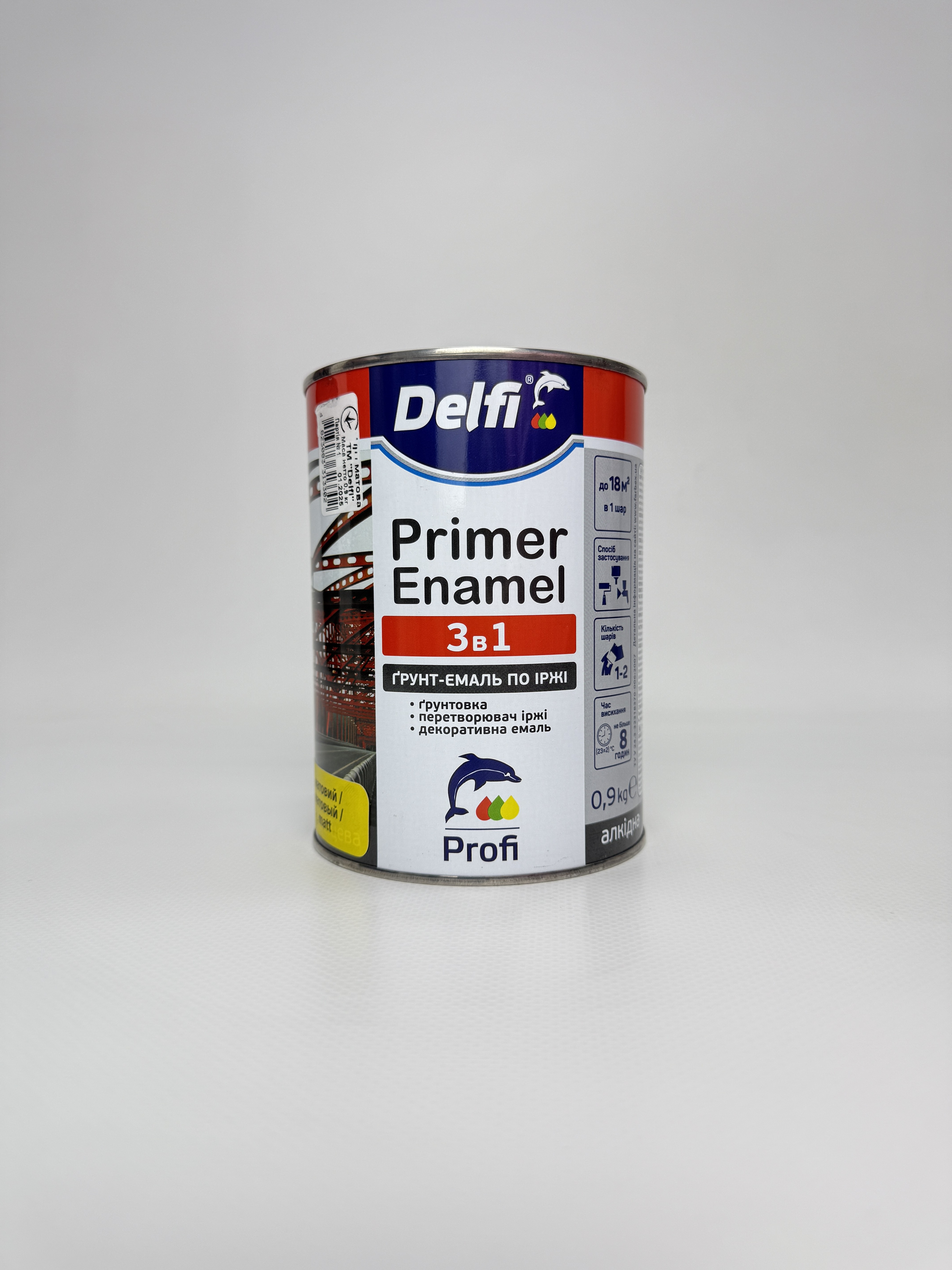Грунт-емаль по іржі 3в1 графіт матоваТМ "DELFI" 0.9 кг