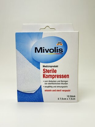 Mivolis Steriler Kompressen 7.5*7.5 cm.10 st