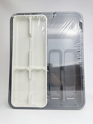 Лоток для столових приборів зі вставкою. граніт/біла роза