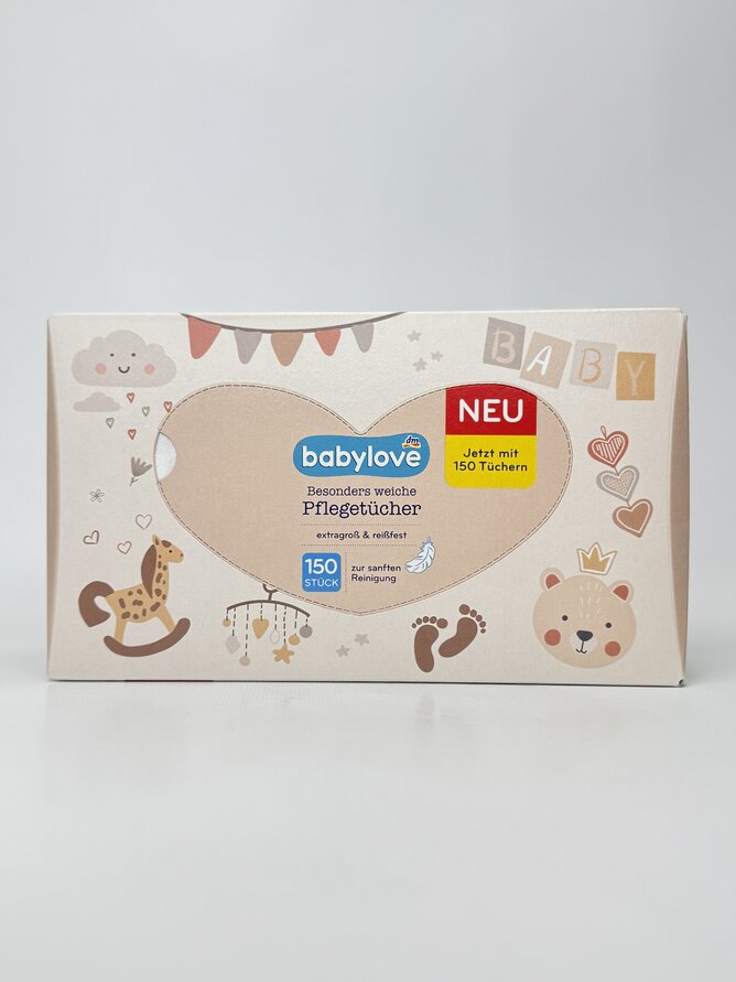 babylove Дитячі серветки сухі 3-шарові Babypflegetucher trocken 150St