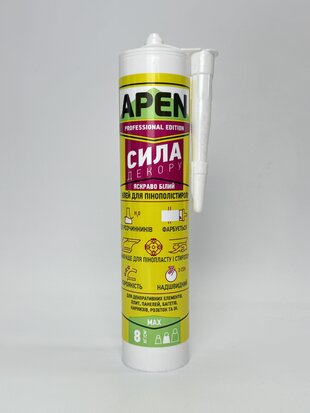 Клей д/пінополістиролу APEN "Сила декору" білий 280мл