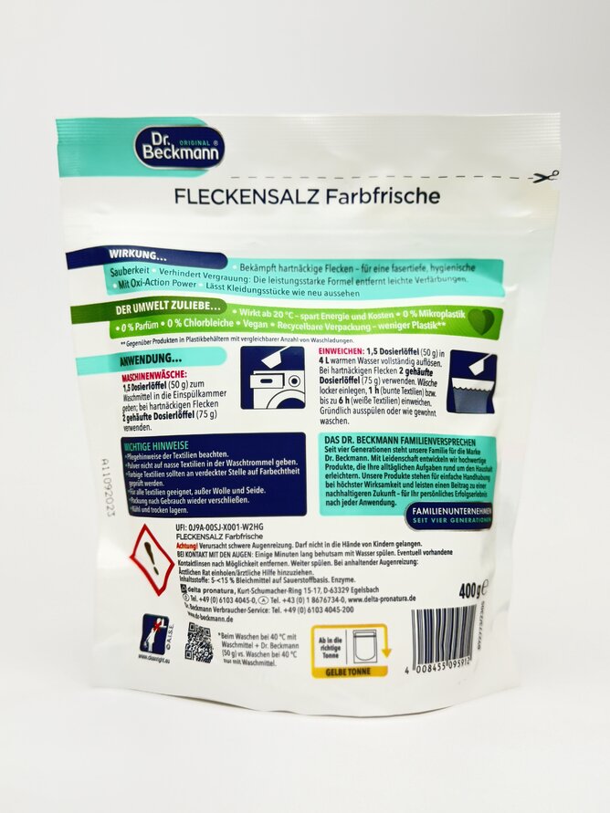 Dr. Beckman - Кисневий порошок для кольорового Fleckensalz Fabrfrishe 400g
