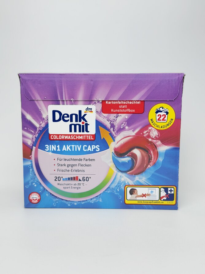 Denk Mit Капсули для прання кольорових речей 3 in 1 Aktiv Caps. 22 прання. 594 г