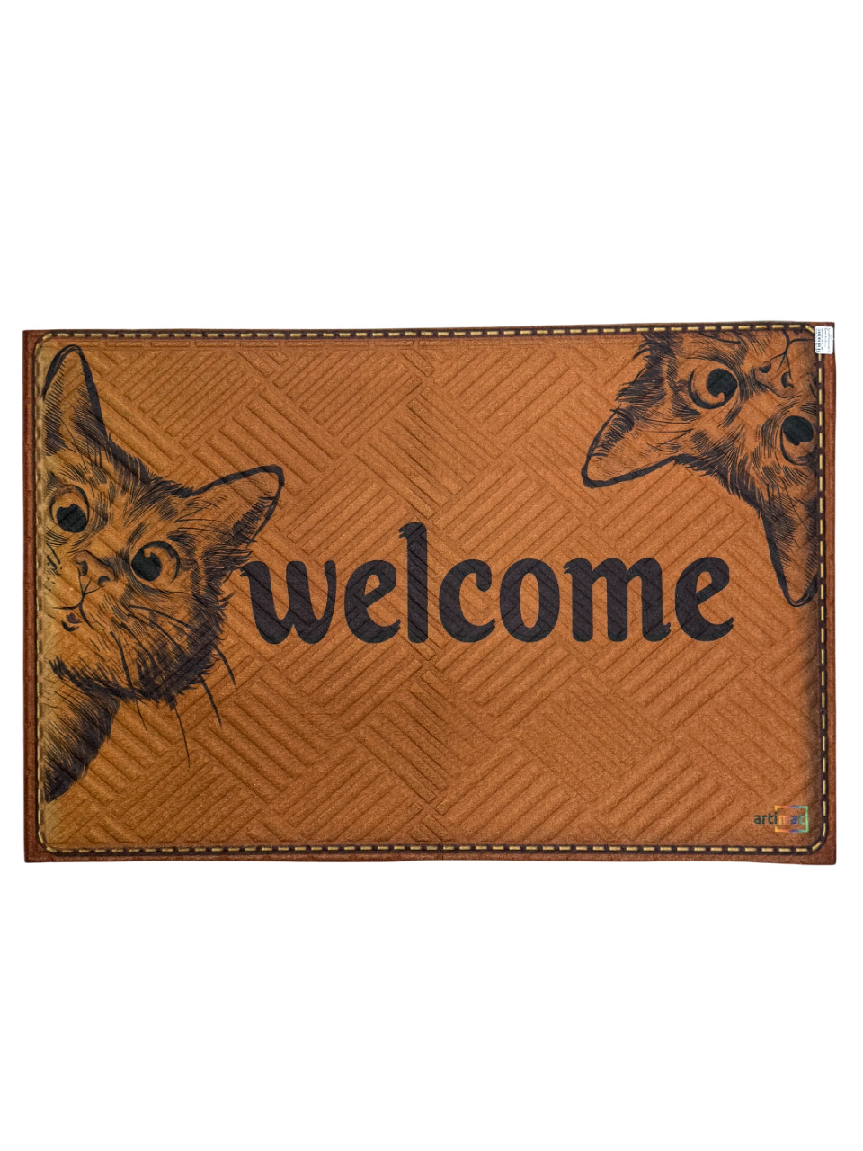 Килимок придверний без кромки 40х60см. з надписом "WELCOME". чорний