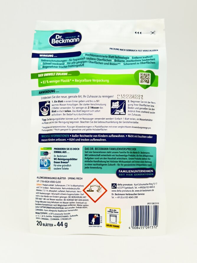 Dr. Beckman - Allzweck Reinigung Серветки для миття підлоги Spring Fresh