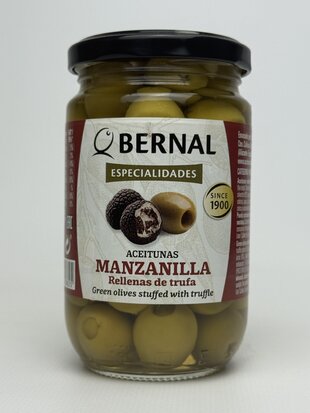 Оливки Bernal фаршировані пастою з трюфеля 300 г.(суха вага 180 г)