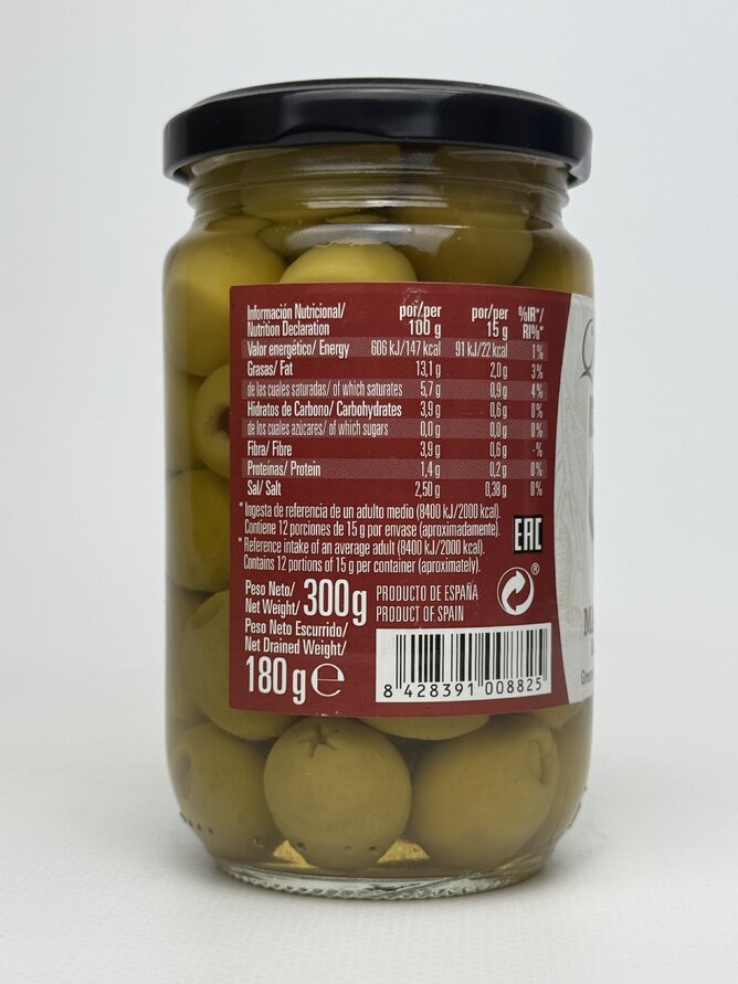 Оливки Bernal фаршировані пастою з трюфеля 300 г.(суха вага 180 г)