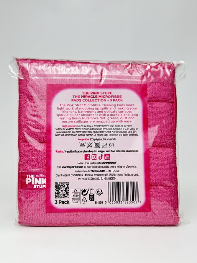 The Pink Stuff Губка-мікрофібра для прибирання універсальна 18*20 см 3 шт