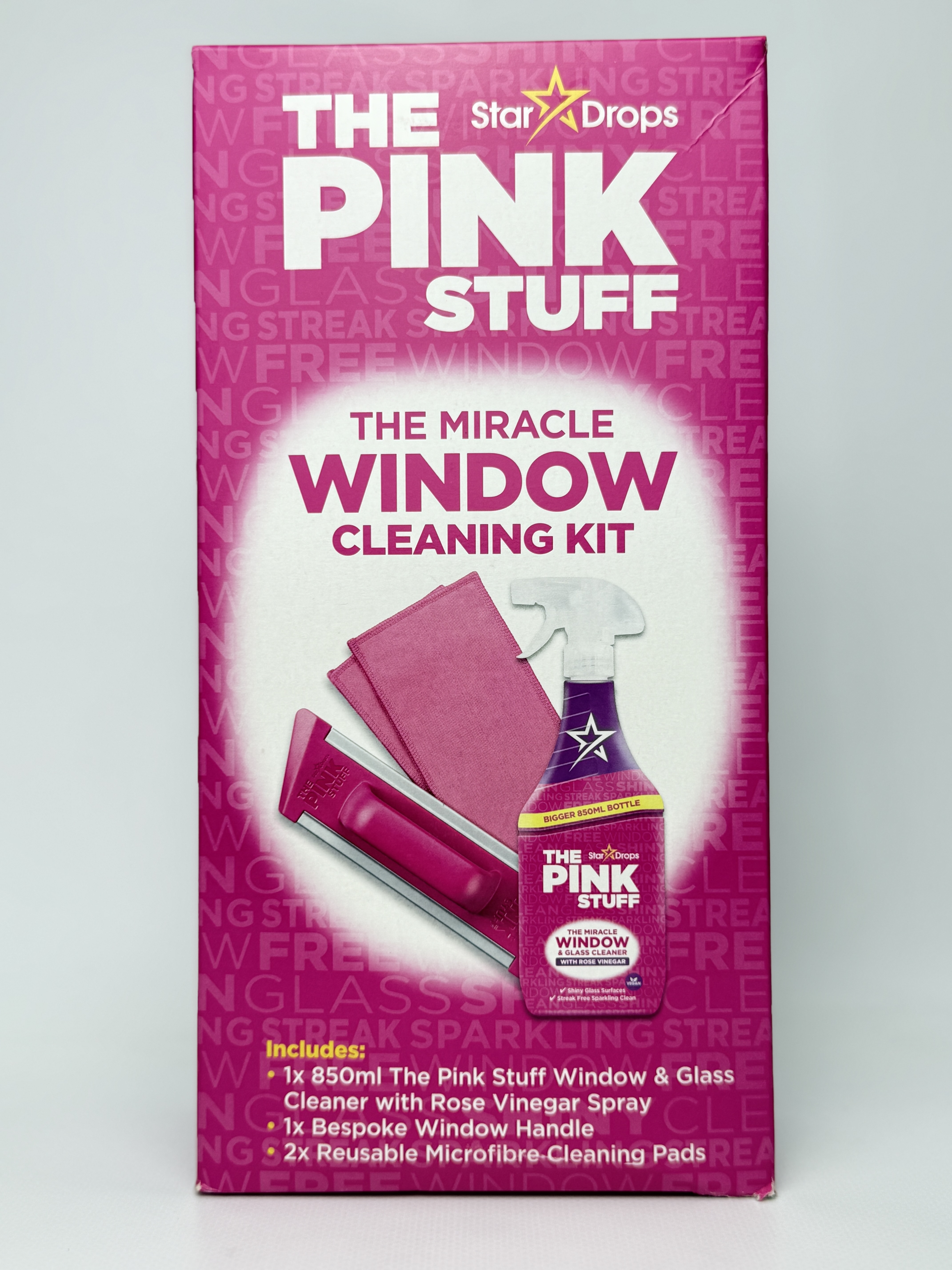 The Pink Stuff Набір Спрей д/ вікон та скла 850 мл + щітка + серветки 2 шт