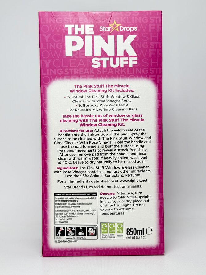 The Pink Stuff Набір Спрей д/ вікон та скла 850 мл + щітка + серветки 2 шт